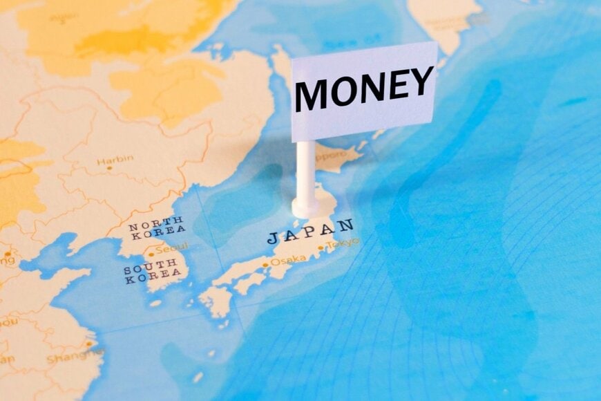 日本地図に旗が刺さっている