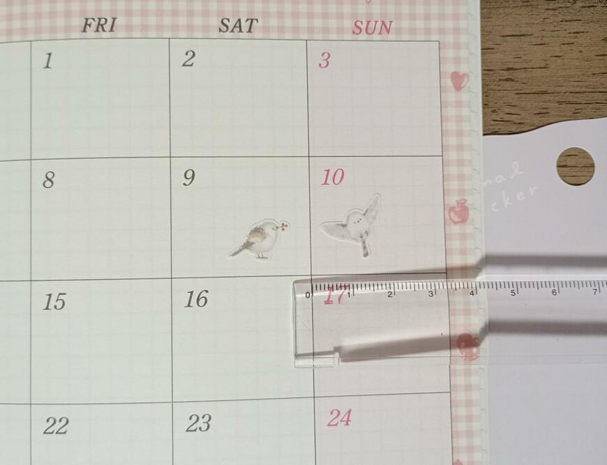 筆者撮影（ダイソー、シール（アニマル、シマエナガ））