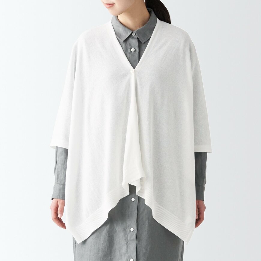 出所：無印良品公式　UVカット　強撚コットン　ボレロ　ボタン付き