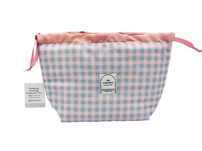 ダイソー公式 巾着ランチポーチ(チェック、PK)