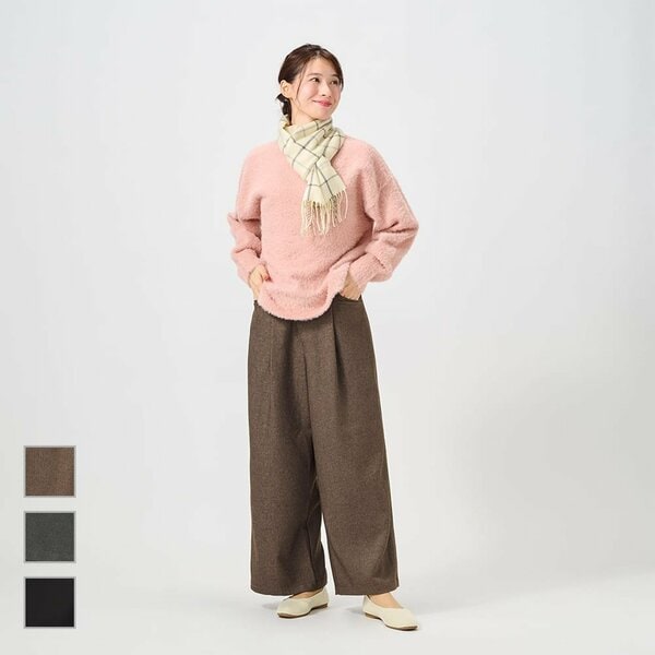 ウールライク素材でキレイめスタイルが叶うパンツ