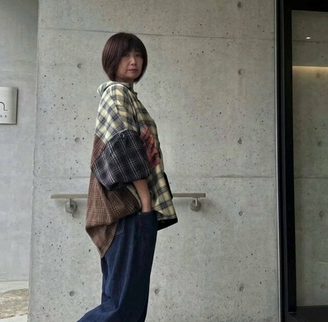 【還暦マダム】推しブランドYellow by TAKAHISA MASUDAのチェックシャツ ビッグサイズ×デニムのコーデが素敵