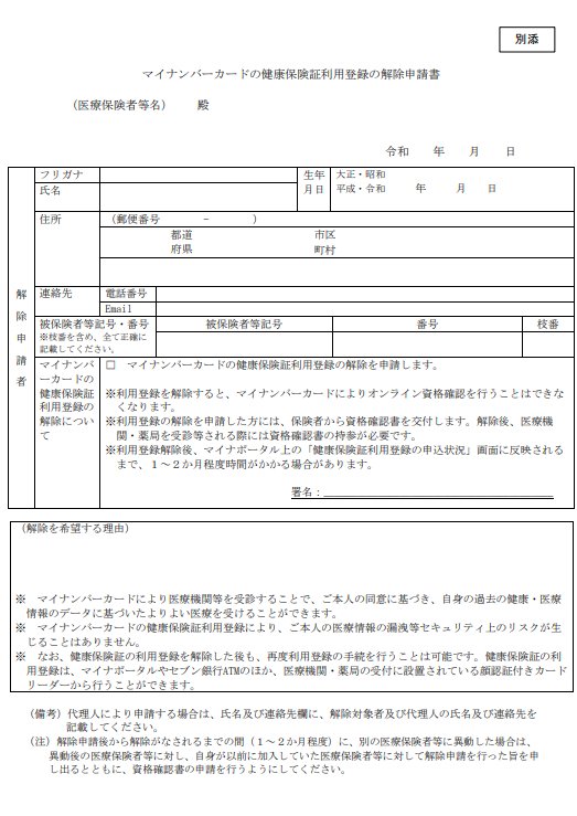 出所：厚生労働省「マイナ保険証の利用登録解除の運用について」