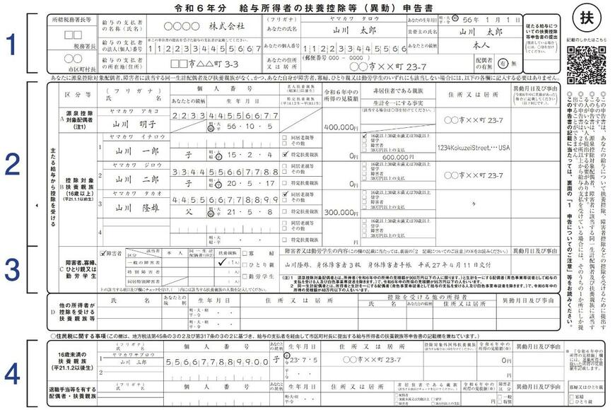 出所：国税庁「各種申告書・記載例（扶養控除等申告書など）」