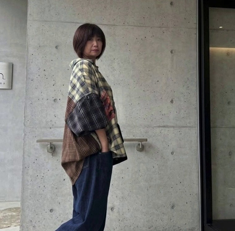 【還暦マダム】推しブランドYellow by TAKAHISA MASUDAのチェックシャツ　ビッグサイズ×デニムのコーデが素敵