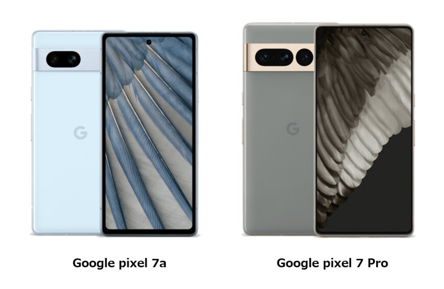 出所：Googleストア「Google pixel 7a」／Googleストア「Google pixel 7 Pro」
