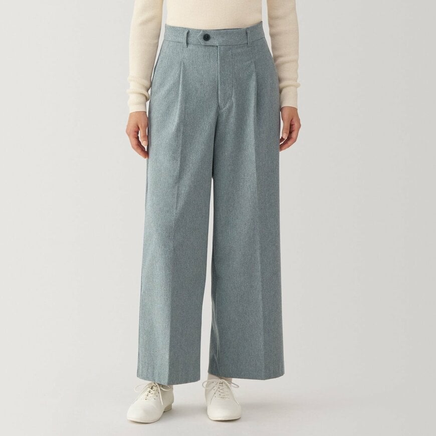 無印良品、ストレッチ起毛タックワイドパンツの画像