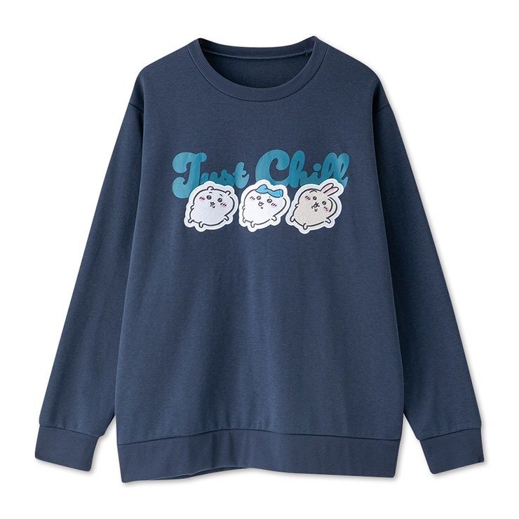 しまむら公式 レディース トレーナー+パンツセット(ちいかわ)〈ネイビー208〉(前上)