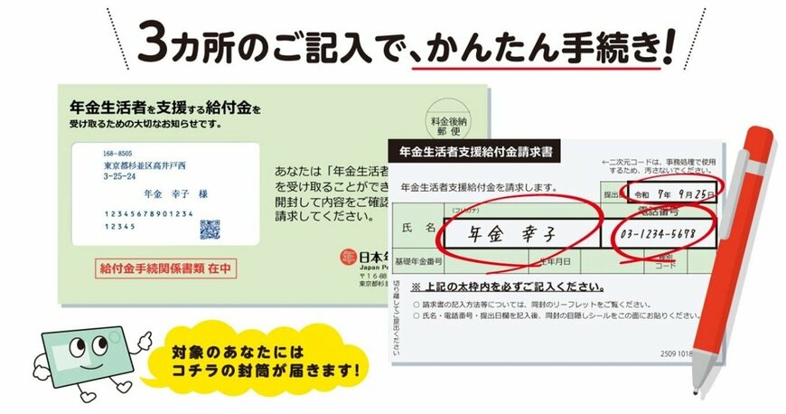 年金生活者支援給付金請求書（はがき型）