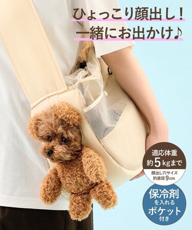 犬猫と夏の外出が快適になる」3COINS〈顔出しベアバッグ〉3520円は保冷