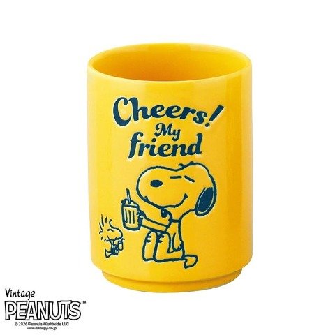 ウッドストックとカンパイ！イエロー「スヌーピー寿司湯呑」
