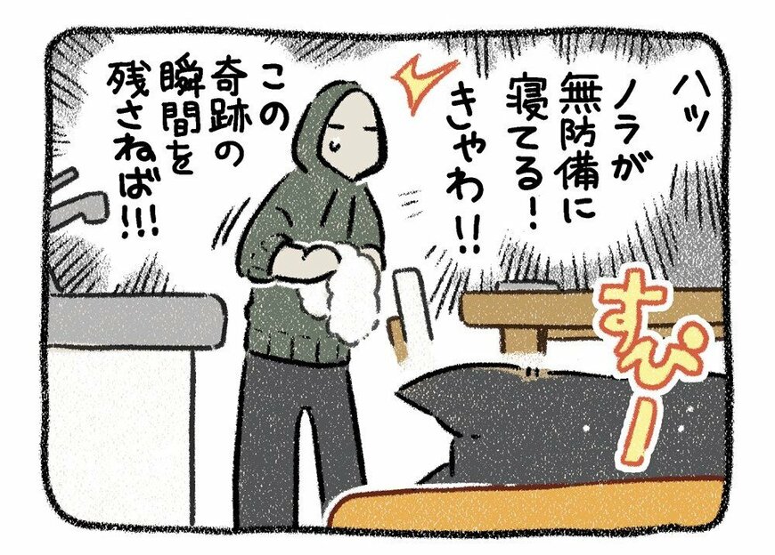 愛犬の寝顔を撮影しようとしたら…？あるある体験を描いた漫画に共感