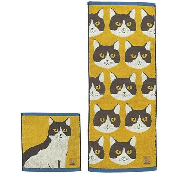 ニトリ　キャリータオル＆スキニータオル 2点セット (白黒猫)