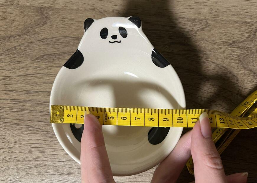 セリア、とんすい アニマル、パンダデザインの商品サイズ計測画像
