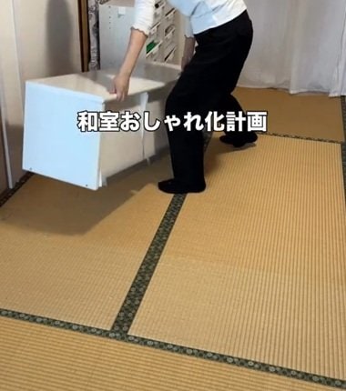 築28年中古マンションの〈和室〉をシングルマザーが…クッションフロアを敷くだけDIY→〈カフェ風フロア〉に雰囲気ガラリ！「やってみたい」と話題