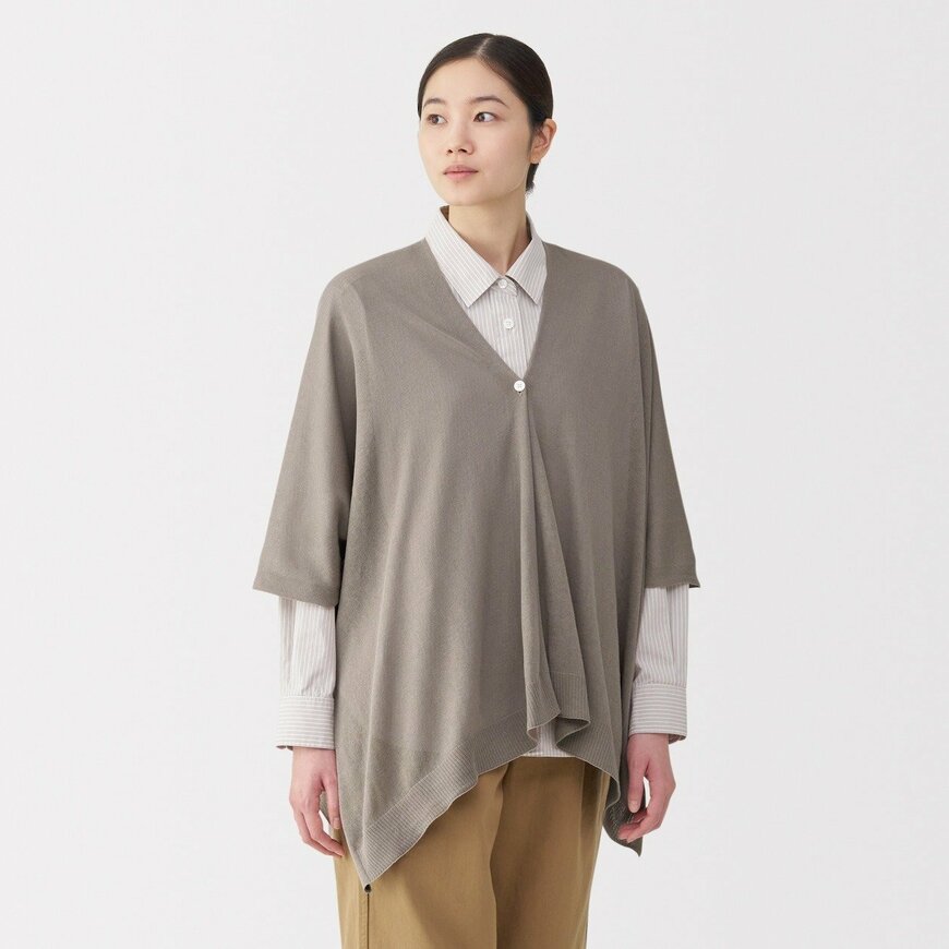 出所：無印良品公式　UVカット　強撚コットン　ボレロ　ボタン付き