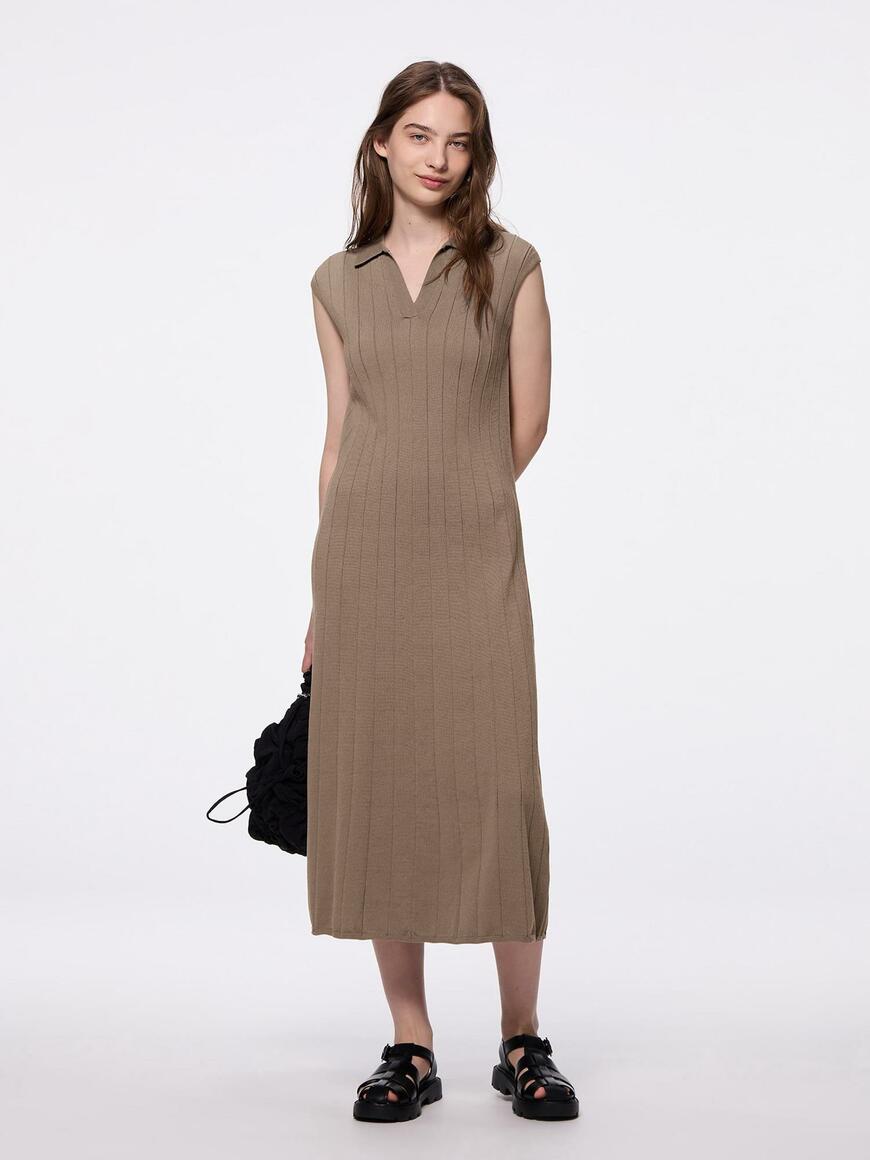 出所：GU公式 スキッパーポロワンピース(ノースリーブ)Z+E