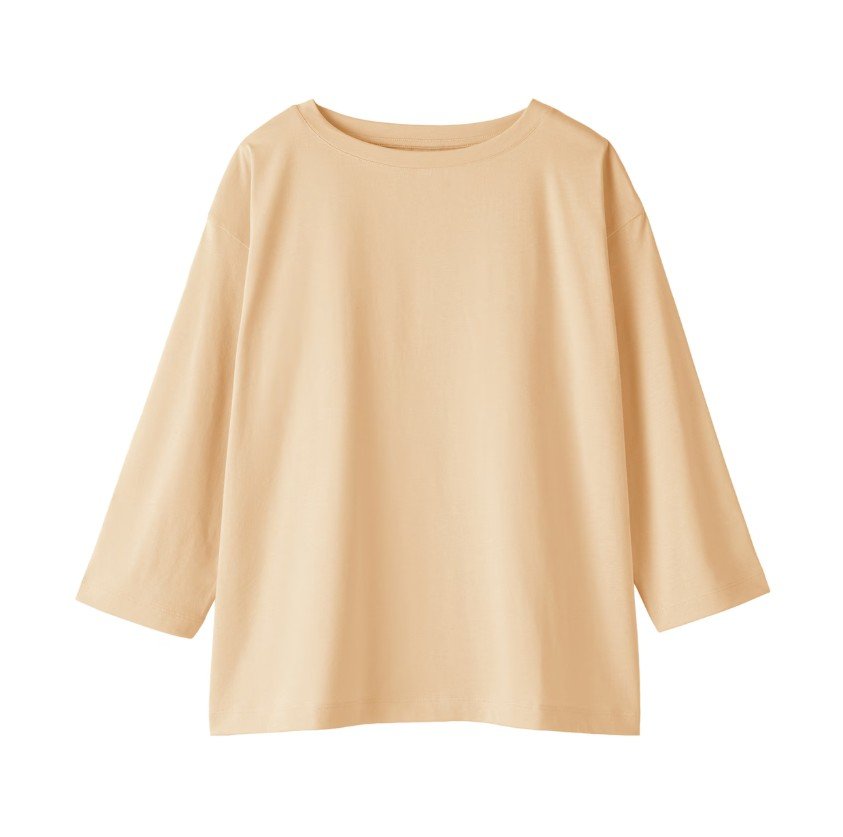 出所：無印良品ネットストア 婦人　天竺編みボートネック七分袖Ｔシャツ