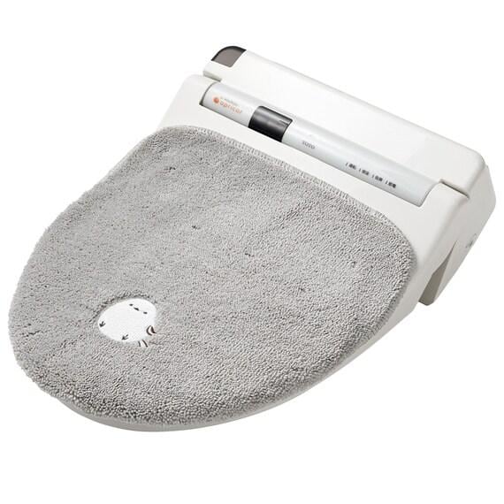 ケンヨウトイレフタカバー(シマエナガ グレー)