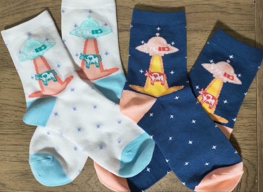 セリア、婦人クルー丈サイドUFO柄商品画像