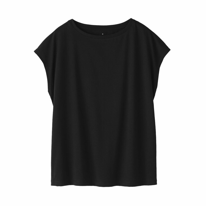 無印良品公式　婦人　天竺編みフレンチスリーブＴシャツ（黒）