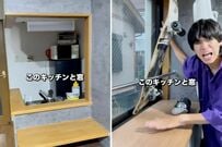 【築20年超賃貸DIY】お部屋の気になる“茶色”がグレーの壁紙で大変身！「才能ありすぎ」と話題