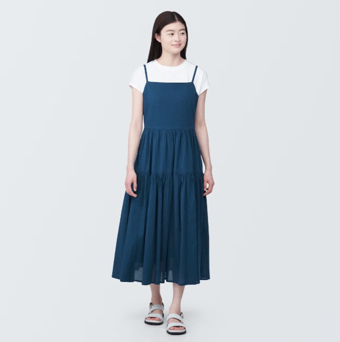 裏地がついていて透けにくい仕様のティアードワンピース