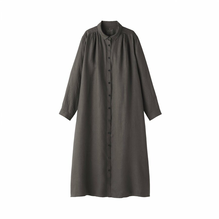出所：無印良品公式　婦人　リネン　洗いざらし長袖シャツワンピース