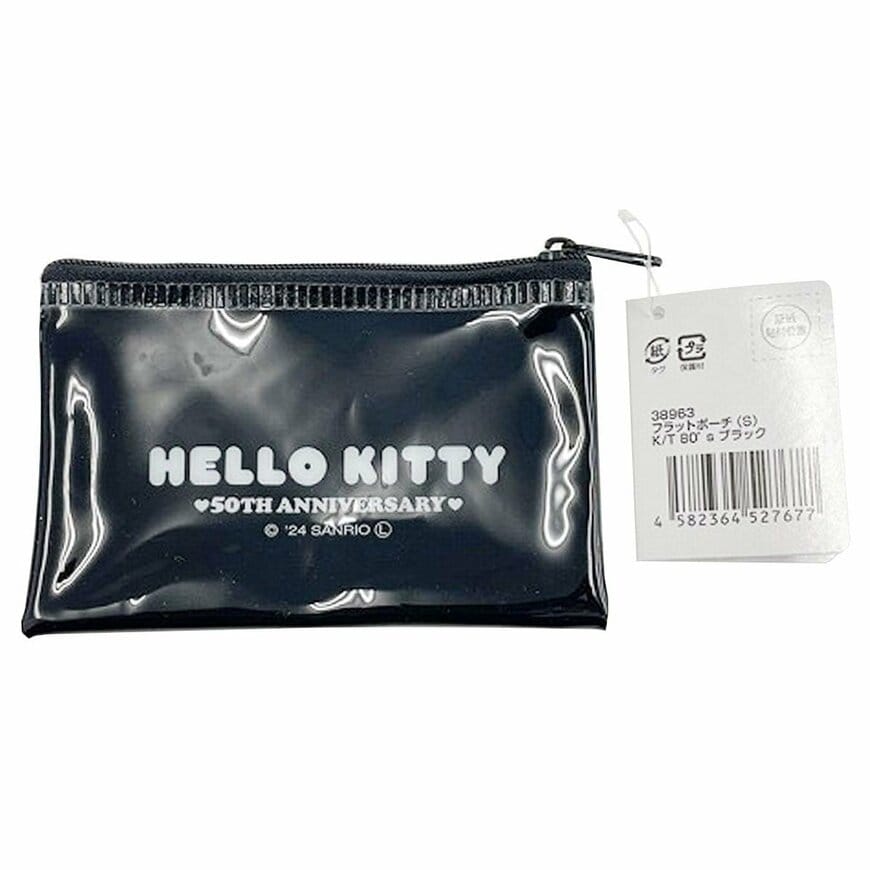 ワッツ公式 【OUTLET】キティ　フラットポーチS　80’S　黒