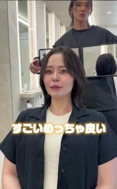 前髪をつくり、顔まわりに動きが出たスタイル