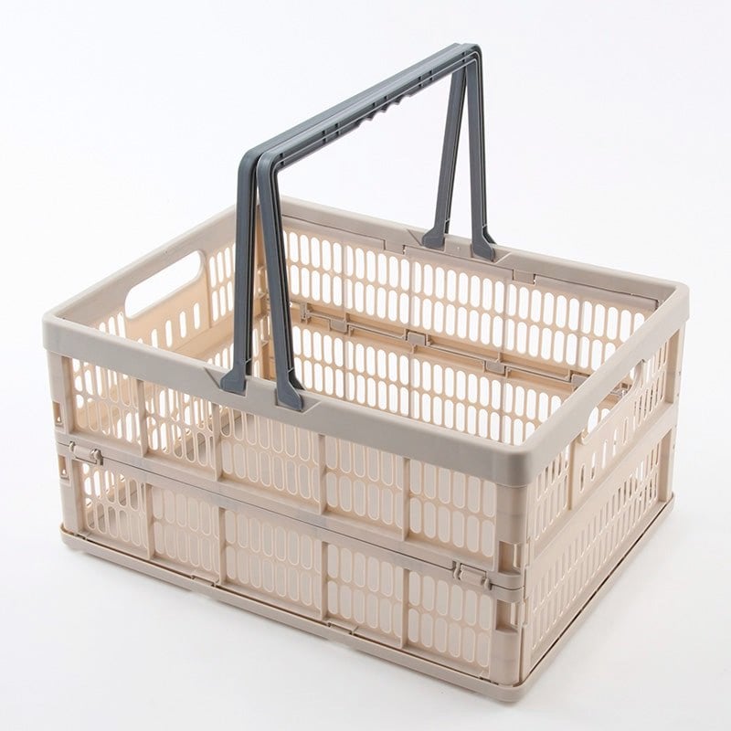 出所：ダイソー公式　折り畳みコンテナ（取手付、グレー）