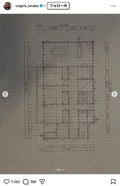 出所：アンガールズ田中卓志のInstagram（＠ungirls_tanaka）　参照日：2025年12月2日