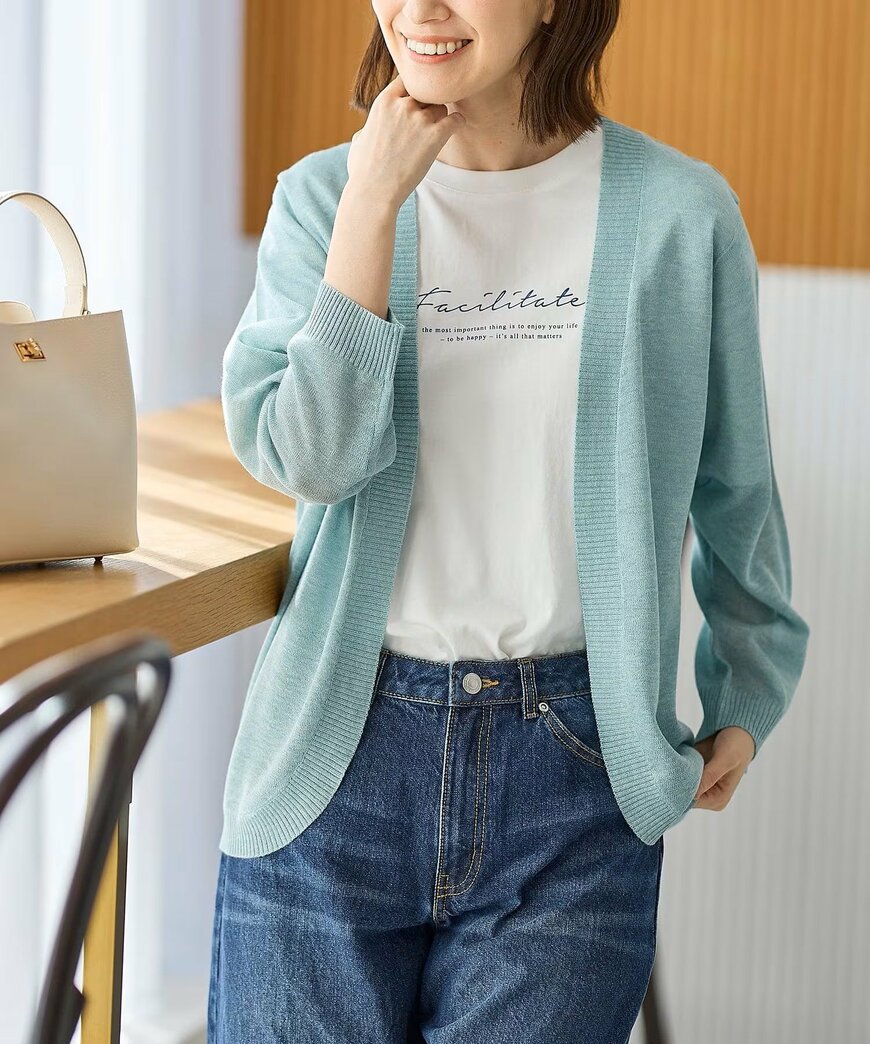 出所：ハニーズ公式　８分袖ラウンドカーデ