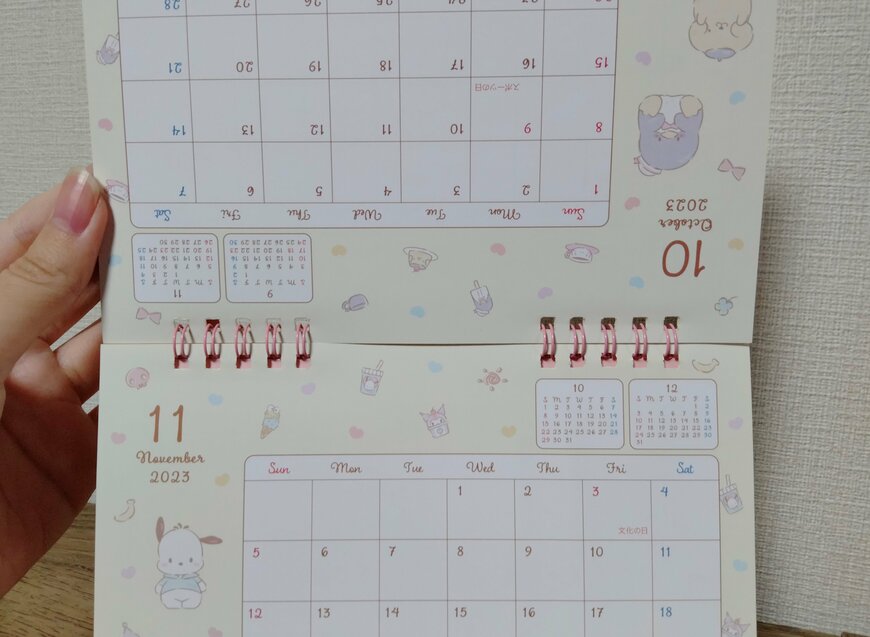 筆者撮影（ダイソー、卓上カレンダー（サンリオキャラクターズ））