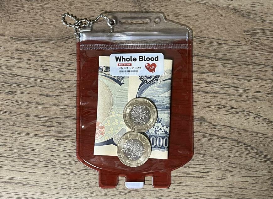 筆者撮影（セリア、PVCジップバッグ チェーン付き ブラッドバック）