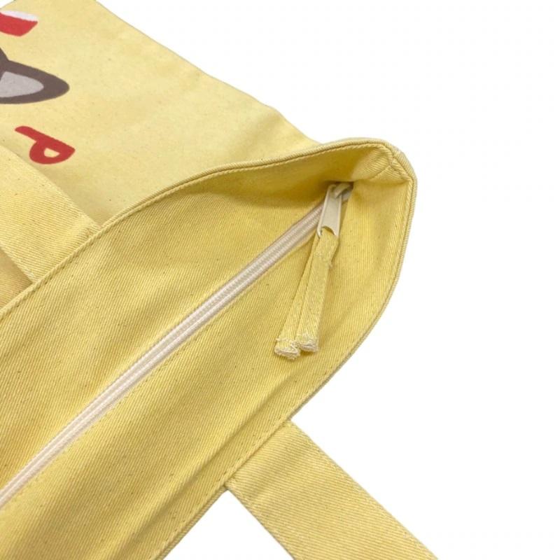 ファスナー付きA4トート ペコちゃん×白猫(イエロー)