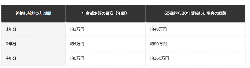 前提：日本年金機構の公表情報（1年分の追納で年金額が約2万円増える）にもとづく編集部試算