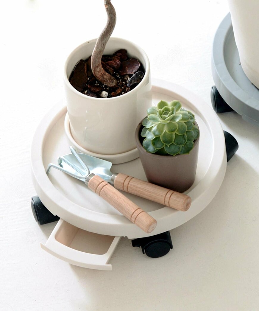 3COINS公式 キャスター付きトレー/Interior Green