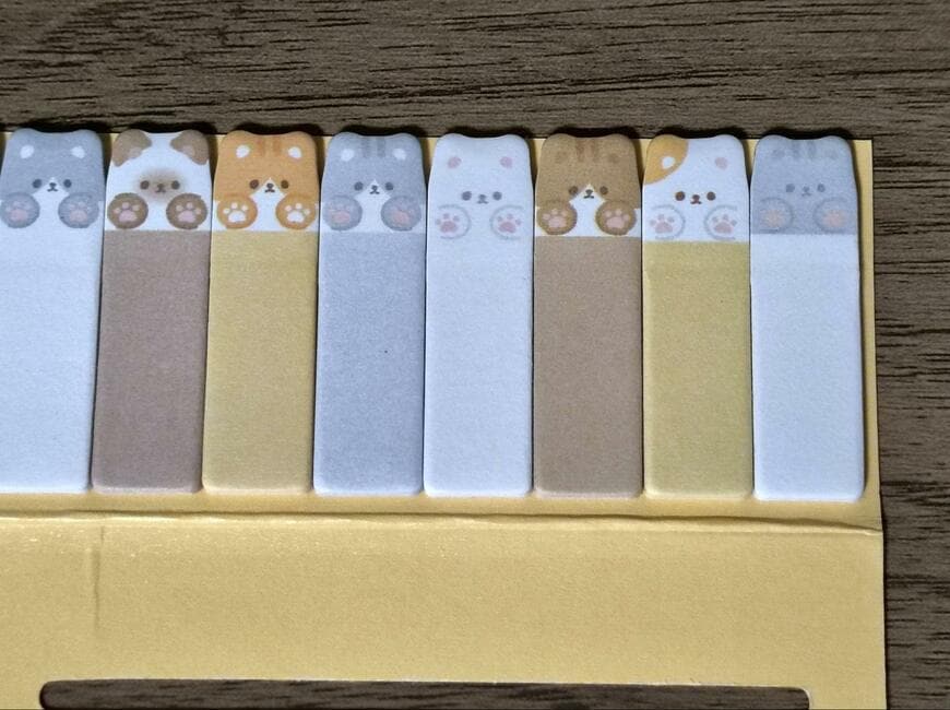 ダイソー、ミニファニーふせん(ねこ、小鳥)の画像