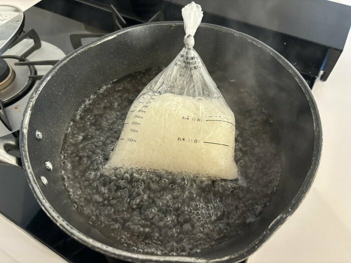 湯せん10分くらいで状態をチェックするとこんな感じ