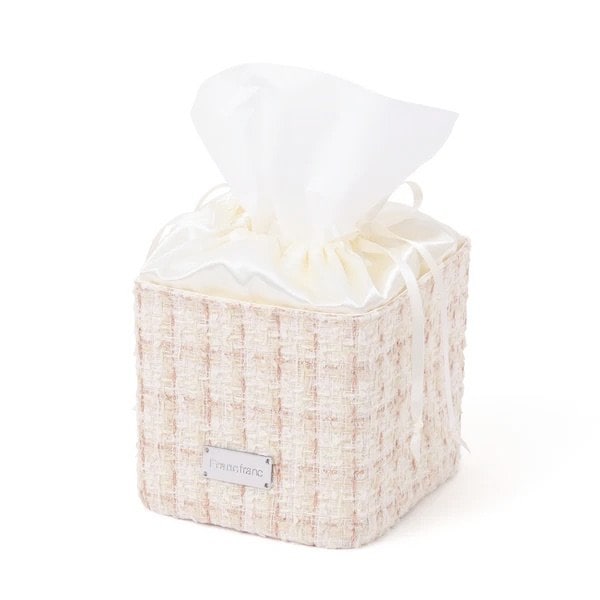 フランフラン公式 コンパクト ツイードティッシュカバー アイボリー