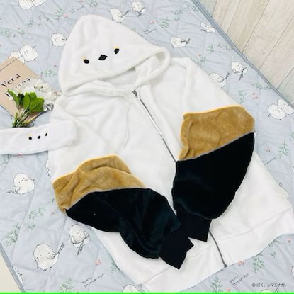 ぼく、シマエナガ。 顔つきパーカーホワイト