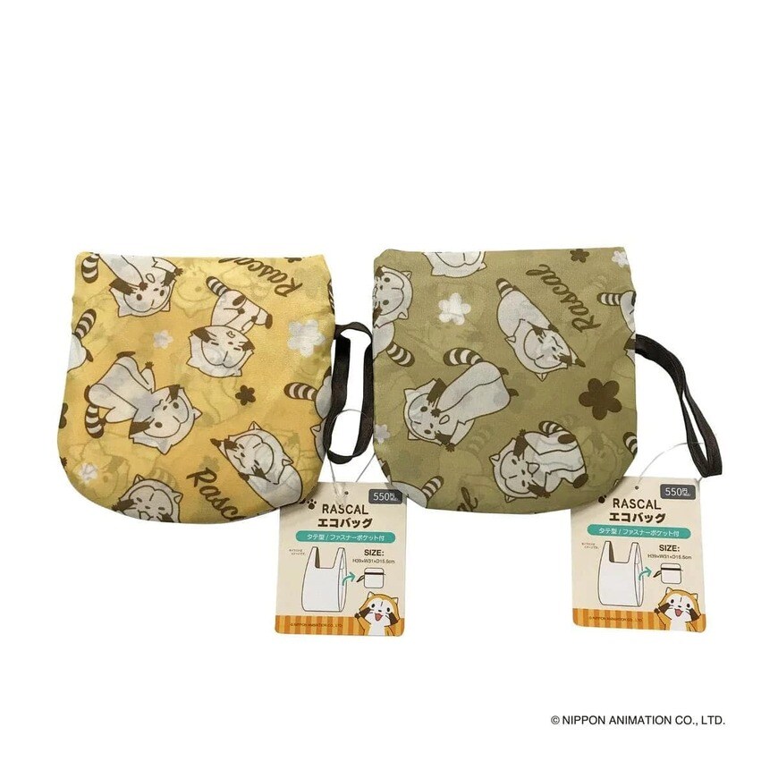 出所：ワッツ公式　ラスカル ( フラワー柄 ) エコバッグ タテ型 ファスナーポケット付