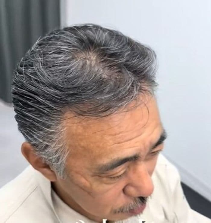 SNSを見て来店した男性　「リーゼント風シルバーヘア」で変身した姿が話題