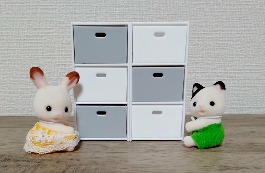 筆者撮影（セリア、ミニチュア 3段カラーボックス）