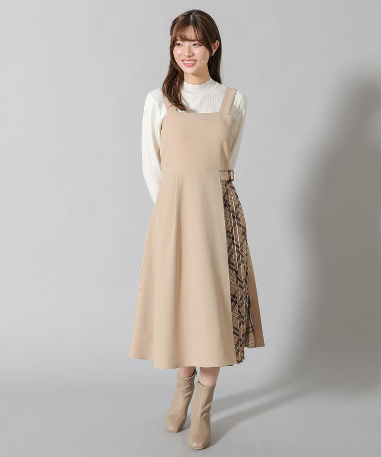 出所：ハニーズ公式通販 プリーツ切替ジャンスカ