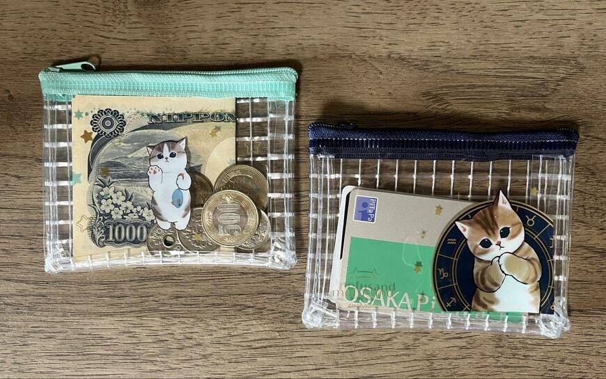 筆者撮影（セリア、mofusand ミニメッシュポーチ）