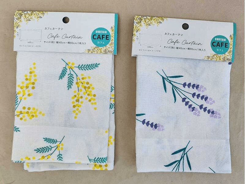 キャンドゥのNL カフェカーテン ミモザ&ラベンダー柄商品画像