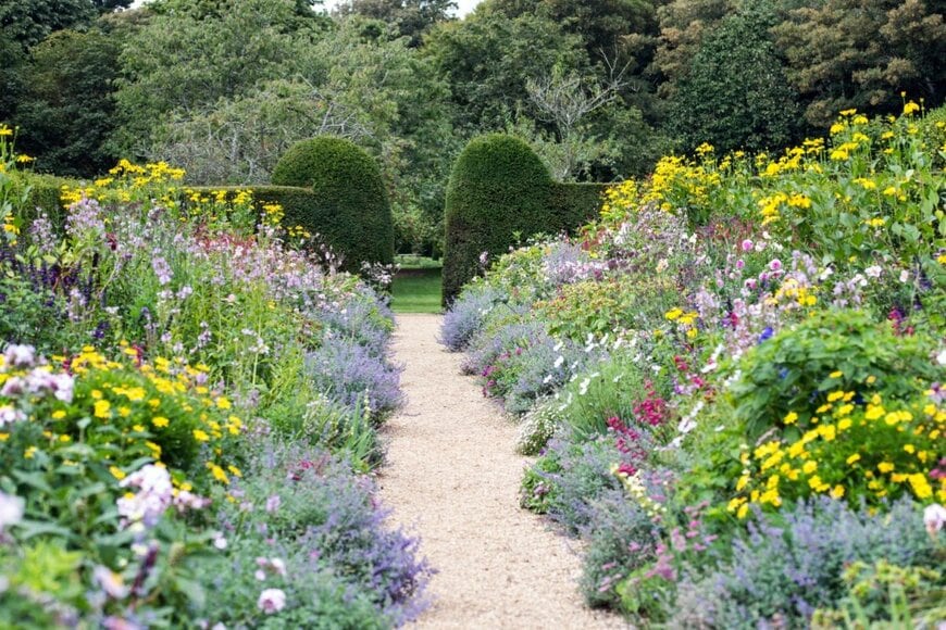 色とりどりの花が咲くイングリッシュガーデン
