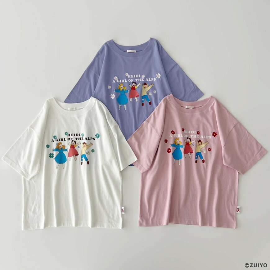 【アルプスの少女ハイジ】花刺繍Tシャツ